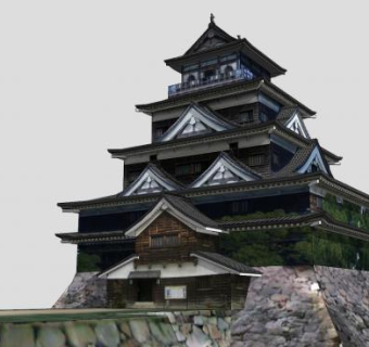 日式建筑广岛城SU模型下载_sketchup草图大师SKP模型