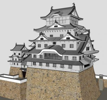 日本城堡外观SU模型下载_sketchup草图大师SKP模型
