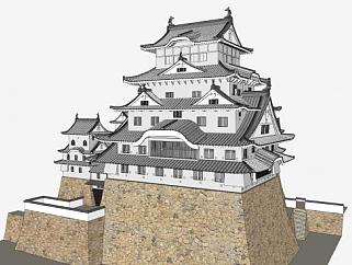 日本城堡外观SU模型下载_sketchup草图大师SKP模型