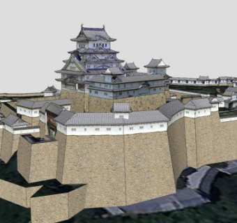日本古建姫路城SU模型下载_sketchup草图大师SKP模型