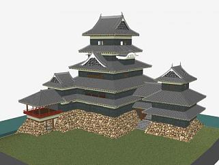 日式建筑城堡设计SU模型下载_sketchup草图大师SKP模型