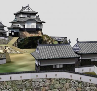 日本建筑城堡外观SU模型下载_sketchup草图大师SKP模型
