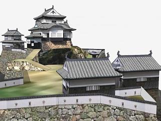 日本建筑城堡外观SU模型下载_sketchup草图大师SKP模型