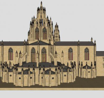 欧式哥特式教会堂SU模型下载_sketchup草图大师SKP模型