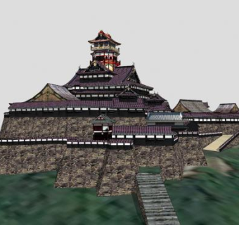 日式建筑城堡城楼建筑SU模型下载_sketchup草图大师SKP模型