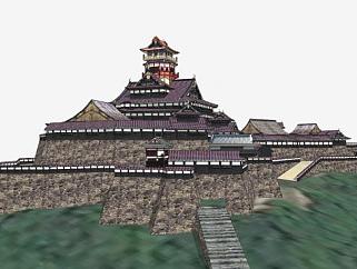 日式建筑城堡城楼建筑SU模型下载_sketchup草图大师SKP模型