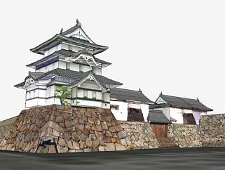 日式古建筑小城堡SU模型下载_sketchup草图大师SKP模型