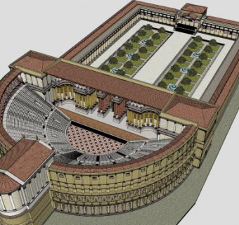 庞贝剧院建筑SU模型下载_sketchup草图大师SKP模型