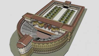 庞贝剧院建筑SU模型下载_sketchup草图大师SKP模型