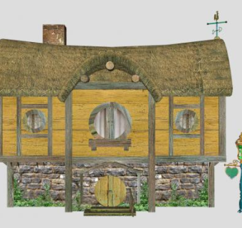 欧式茅草屋建筑SU模型下载_sketchup草图大师SKP模型