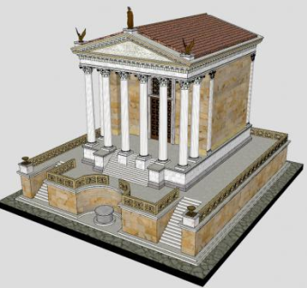 凯撒大帝庙建筑SU模型下载_sketchup草图大师SKP模型