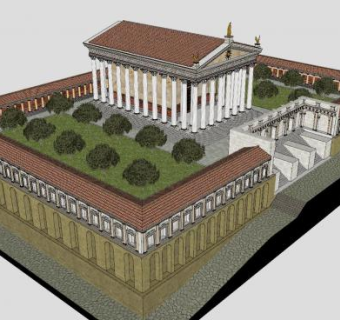 欧式神庙建筑外观SU模型下载_sketchup草图大师SKP模型