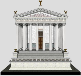 欧式神庙外观SU模型下载_sketchup草图大师SKP模型