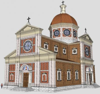 欧式基督教教会堂SU模型下载_sketchup草图大师SKP模型