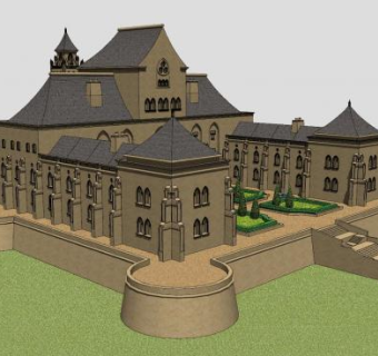 欧式宫殿建筑SU模型下载_sketchup草图大师SKP模型