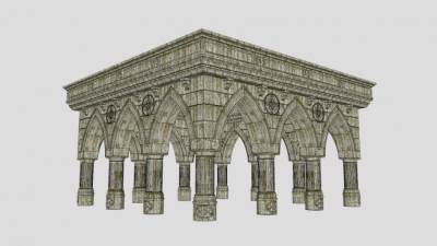 古神庙建筑SU模型下载_sketchup草图大师SKP模型