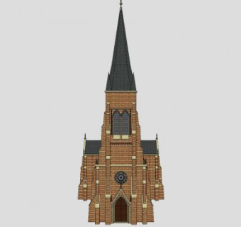 古典建筑教会堂SU模型下载_sketchup草图大师SKP模型