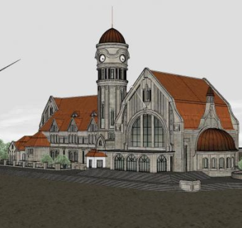 欧式乡村古建筑SU模型下载_sketchup草图大师SKP模型