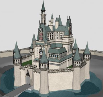 欧式城堡城楼SU模型下载_sketchup草图大师SKP模型