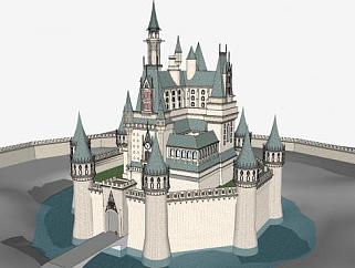 欧式城堡城楼SU模型下载_sketchup草图大师SKP模型