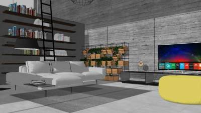 室内客厅设计su模型下载_sketchup草图大师SKP模型