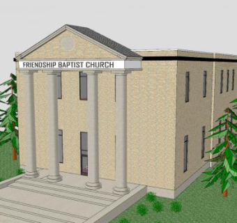 友谊浸信会教会堂SU模型下载_sketchup草图大师SKP模型