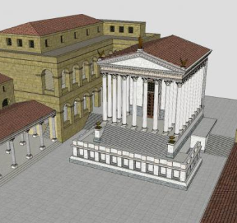 欧式神庙古建筑SU模型下载_sketchup草图大师SKP模型