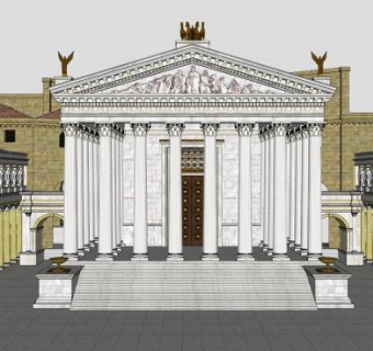 欧式神庙古建SU模型下载_sketchup草图大师SKP模型