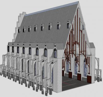 欧式教会堂室外建筑SU模型下载_sketchup草图大师SKP模型