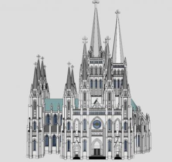 哥特式教会堂SU模型下载_sketchup草图大师SKP模型
