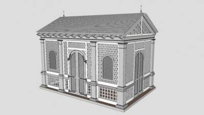 精细屋板条屋SU模型下载_sketchup草图大师SKP模型