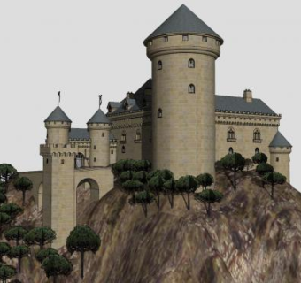 山中古堡建筑SU模型下载_sketchup草图大师SKP模型