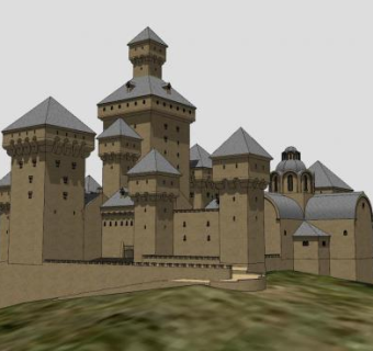 欧式古堡建筑SU模型下载_sketchup草图大师SKP模型