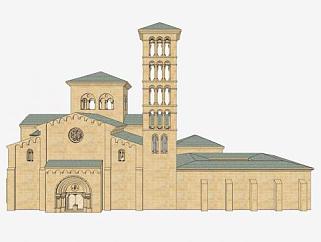 古典欧式教会堂SU模型下载_sketchup草图大师SKP模型