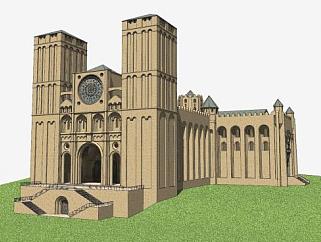 欧式罗马教会堂SU模型下载_sketchup草图大师SKP模型