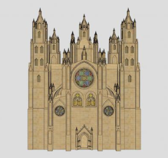 哥特式教会堂建筑SU模型下载_sketchup草图大师SKP模型