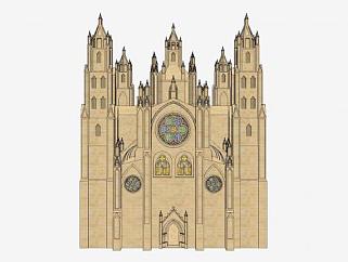 哥特式教会堂建筑SU模型下载_sketchup草图大师SKP模型