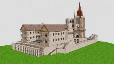 欧式古堡城堡建筑SU模型下载_sketchup草图大师SKP模型