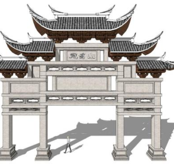 徽派牌坊su模型下载_sketchup草图大师SKP模型
