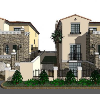 简欧别墅su模型下载_sketchup草图大师SKP模型