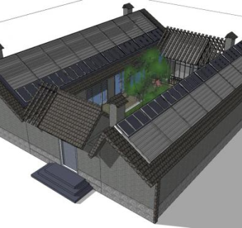 现代中式民房SU模型下载_sketchup草图大师SKP模型