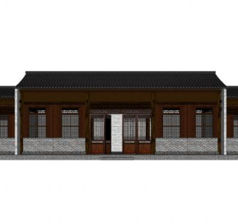 中式硬山顶殿宇外观SU模型下载_sketchup草图大师SKP模型
