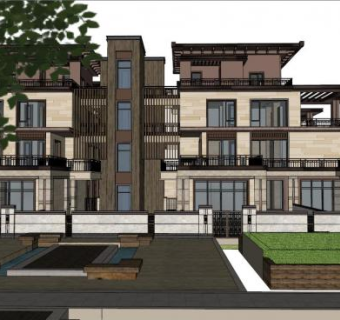 新亚洲建筑风格住宅su模型下载_sketchup草图大师SKP模型
