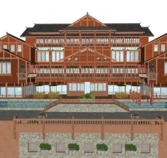 中国古建筑民族风格SU模型下载_sketchup草图大师SKP模型