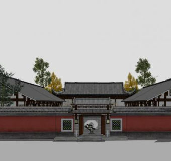 中式古建民房院落SU模型下载_sketchup草图大师SKP模型