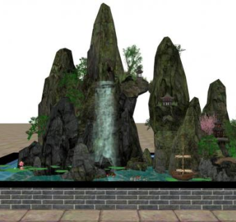 山石水体素材su模型下载_sketchup草图大师SKP模型