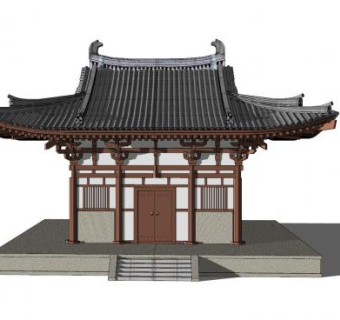 中式民俗藏经阁建筑SU模型下载_sketchup草图大师SKP模型