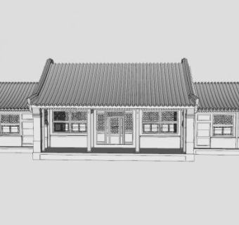 四合院正房SU模型下载_sketchup草图大师SKP模型