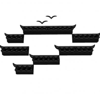 中式屋檐构件SU模型下载_sketchup草图大师SKP模型