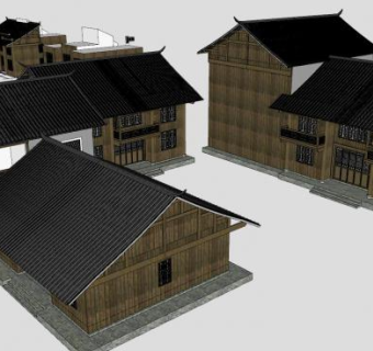 古建客栈设计SU模型下载_sketchup草图大师SKP模型